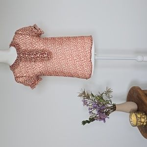 Topshop See-Through Floral Blouse with Ruffled collar and sleeves